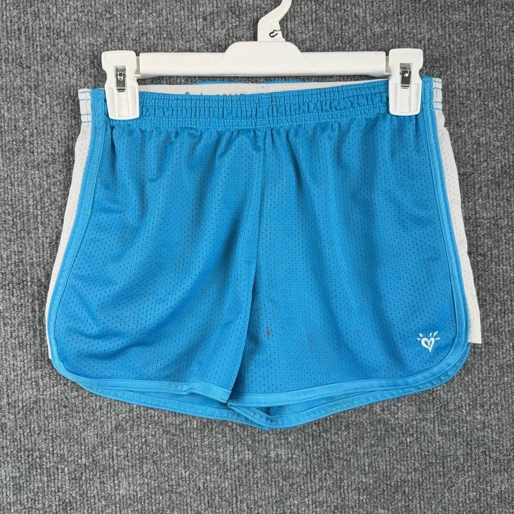 Justice Shorts Girls 16 Blue Mesh Athletic Running Elastic Waist Activewear